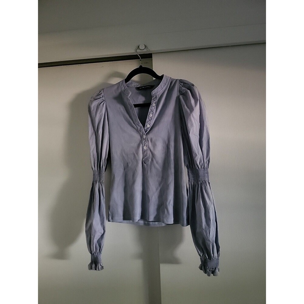 Veronica Beard Effy Top Long Sleeves with Smoking - Blue - Size XS